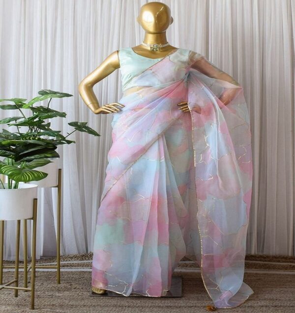 organza saree D-2 - Image 6